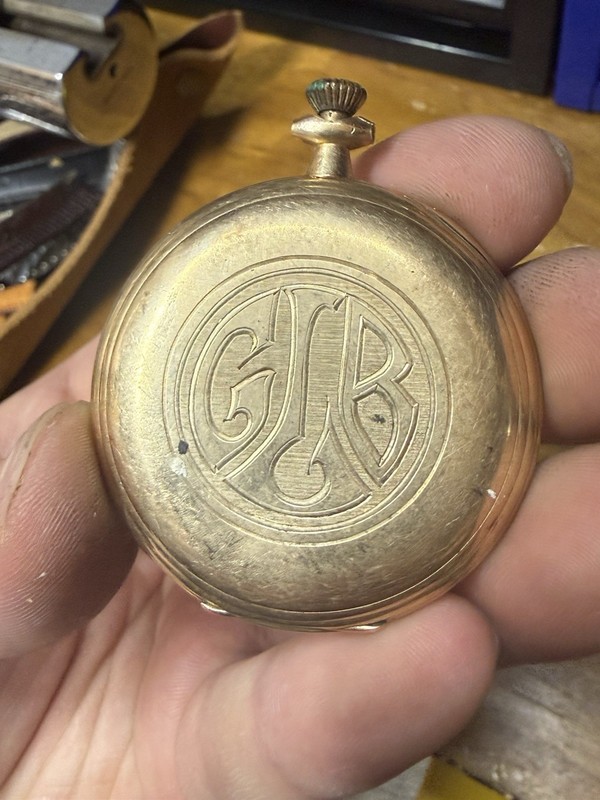 Waltham Riverside Maximus 23J 14K Solid Gold Open Face Pocket Watch