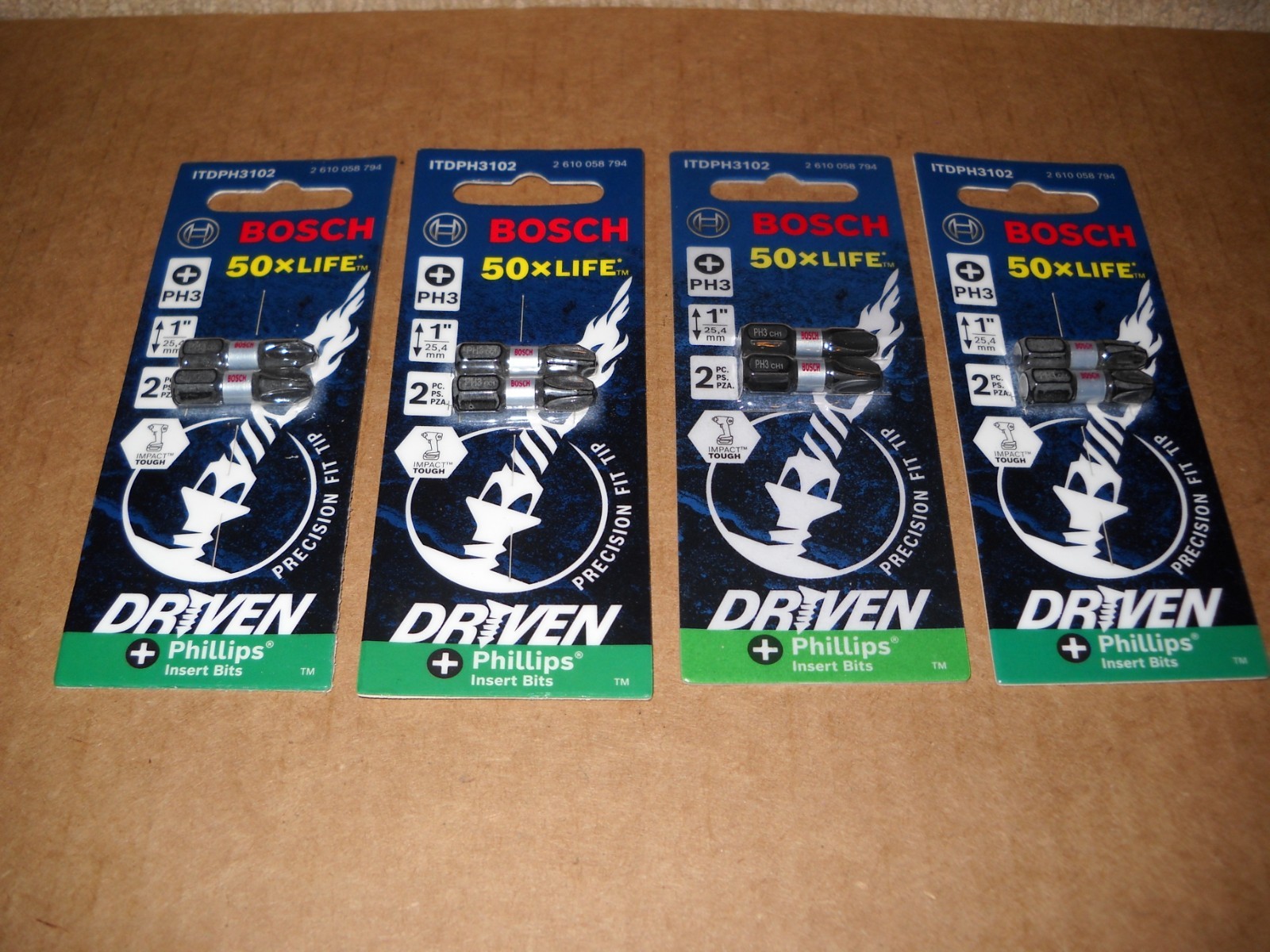 New Bosch Lot of 8 Pieces PH3 Phillips 1 Insert Bits Impact Ready 50 X Life