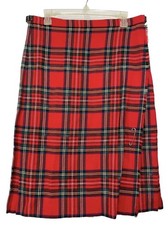 Jedburgh Kiltmakers Kilt 16 Red Wool Scotland Made Scepter Pin Wrap Women  s