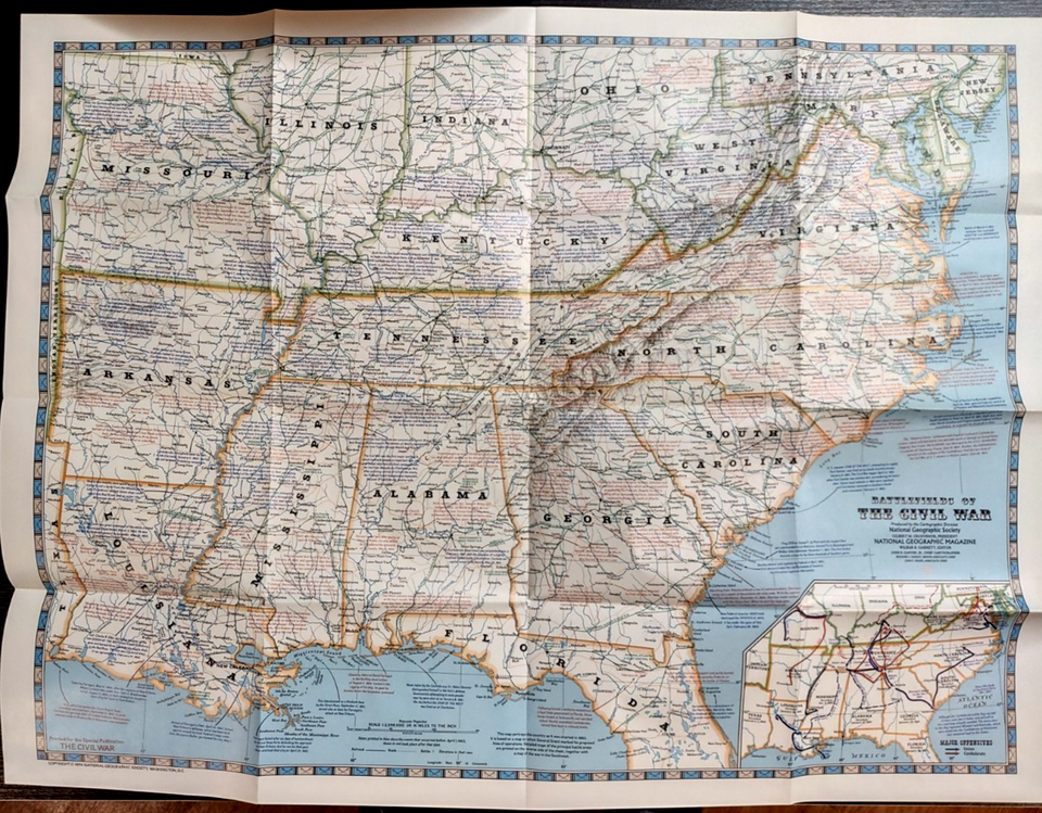 Vintage Battlefields of the Civil War Map by dated 1974 by National ...