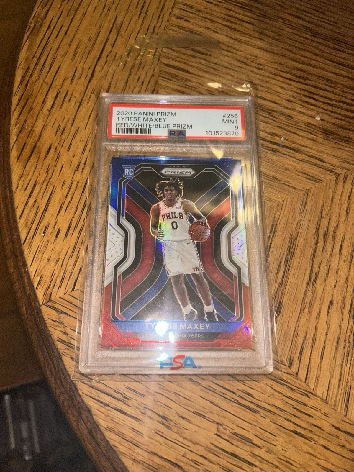 2020 Panini Prizm Tyrese Maxey Red/White/Blue Prizm #256 PSA 9