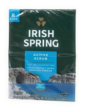 Irish Spring Deep Action Scrub Bar Soap 8 Bars Exfoliates Deodorant Soap