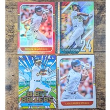 Rickey Henderson 4 Card Lot Topps Chrome Donruss Insert Holo 8-Bit Ballers