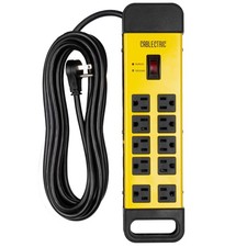 10 Outlet Heavy Duty Surge Protector Power Strip - Industrial Black and Yello...