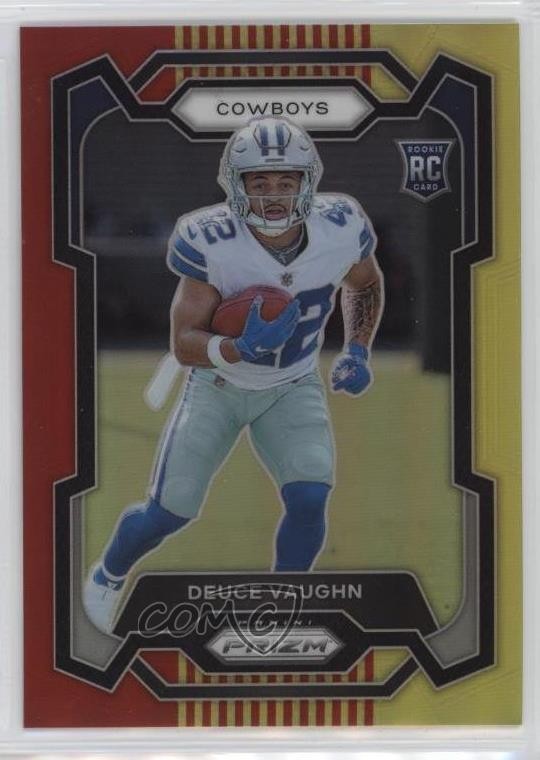 2023 Panini Prizm Rookies Red & Yellow 4/8 Deuce Vaughn #324 Rookie RC v9t