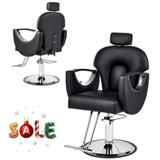 Black All Purpose Hydraulic Barber Chair Reclining Salon Beauty Shampoo Styling