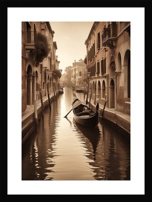 Soft Venice Canals Framed Wall Art Poster Canvas Print Picture