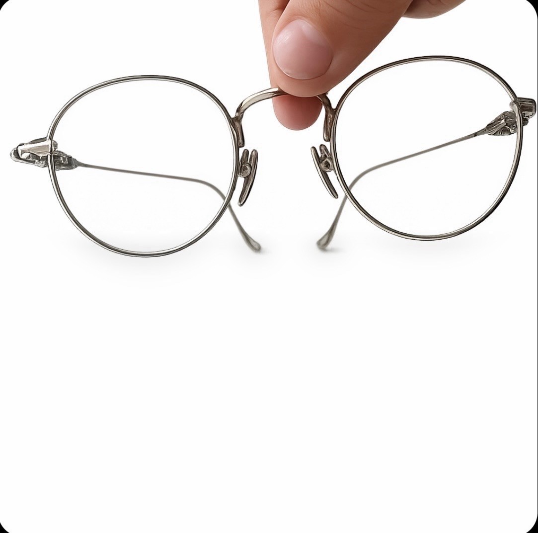 Silver Metal Round Full Rim Eyeglass Frames with Case & Cleaning Cloth thumbnail 5