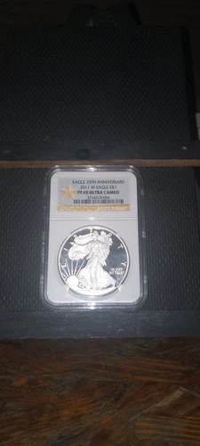 2011 W American Silver Eagle Coin 25th Aniversary PF69