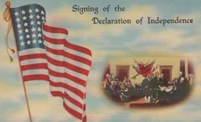 Vintage Declaration of Independence Flag Postcard by Tichnor Bros