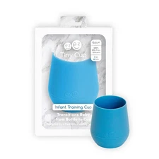 ezpz Tiny Cup Blue - 4 months+ - 100 Silicone Training Cup for Infants -
