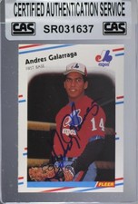 CAS Certified 1988 Fleer Andres Galarraga #184 Sealed Auto 3c7
