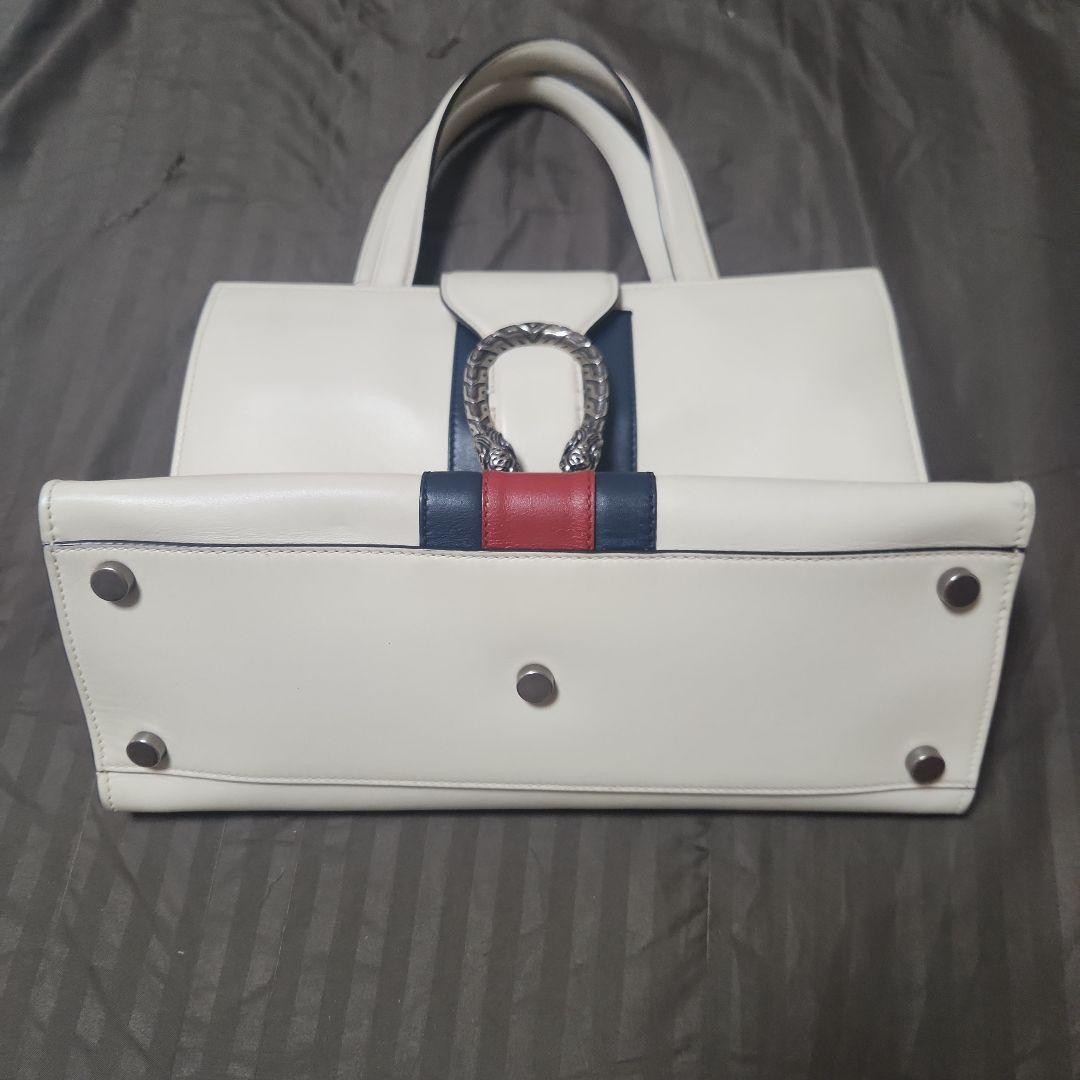 GUCCI Dionysus Tote Bag Off-White Leather 2Way Shoulder Purse Excellent thumbnail 3