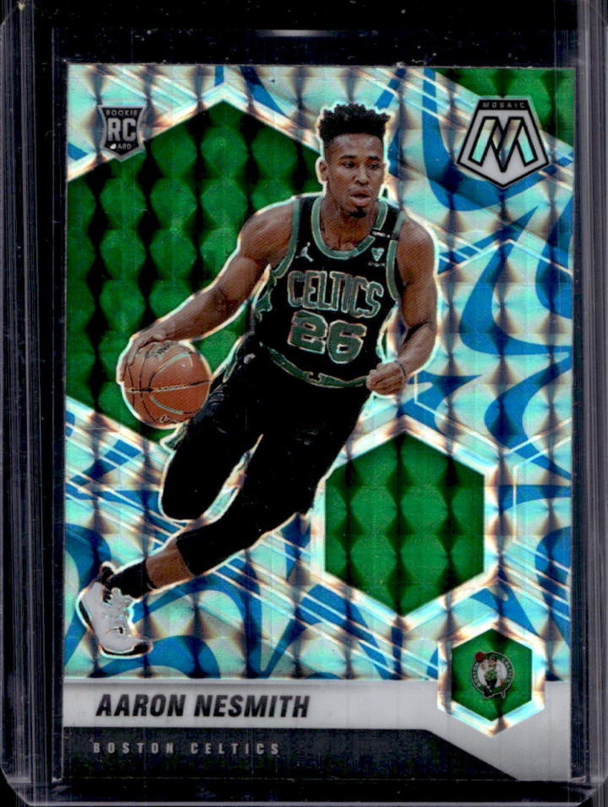 2020-21 Panini Mosaic Aaron Nesmith RC Reactive Blue Rookie #227 Celtics