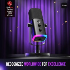 FIFINE USB/XLR Dynamic Microphone, Headphone jack, rgb light