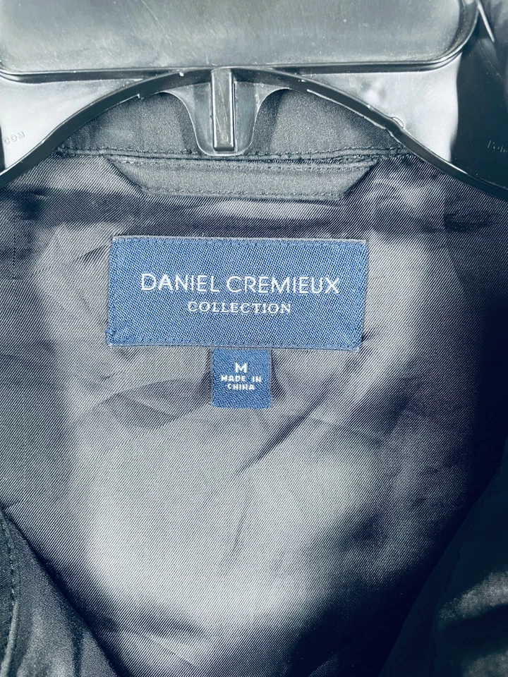 Daniel Cremieux 系列中号复古黑色拉链夹克外套领口袋 — 第 2/4 张图片