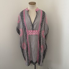 India Collection EMERSON FRY One Size Pink Rhodolite Organic Cotton Short Caftan