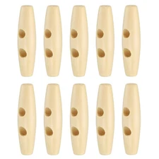 10pcs Wooden Toggle Buttons 50mm 2-Hole Wood Olive Sewing Button, Natural Color