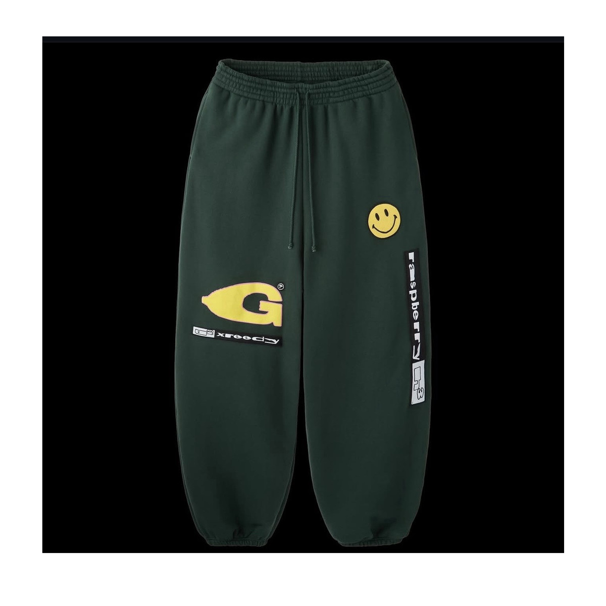 Gv Gallery x Greedy Dark Green XL Sweatpants Graphic Print Smiley