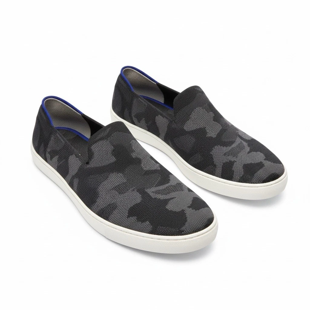 Rothy’s The Original Slip On Womens Size 8.5 Gray Camo Walking Shoes Sneakers