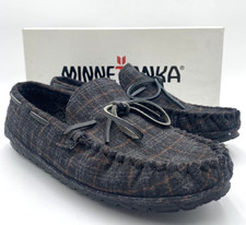 Minnetonka PLAID CASEY Men's NEW Comfort Slippers Charcoal US Size 8