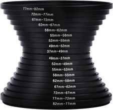 Step up Rings, 18 Pieces Camera Lens Metal Filter Ring Adapter Set 9Pcs Step u
