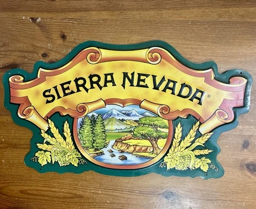 Sierra Nevada Mountain View Metal Tin Bar Beer Sign 20”x11” Vintage