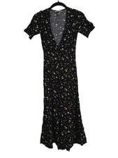 Reformation Locklin Dress Black Floral Size 0