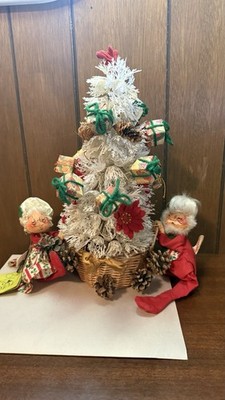 Vintage Annalee Mobilitee Dolls Christmas Tree Centerpiece 1963 With Elves