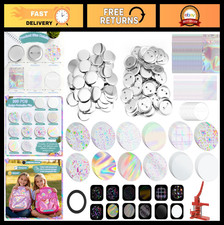 500 Button Maker Supplies - 2.25" Pin Kit with Metal Covers, Holographic Film 