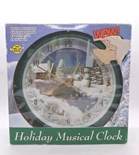 Alan Giana Christmas Carol Snowman Winter Scene Musical Clock 12 Carols