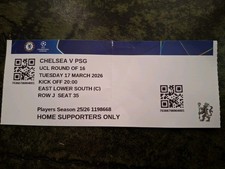 CHELSEA V PSG CHAMPIONS LEAGUE TUESDAY 17TH MARCH 2026 MATCH TICKET 