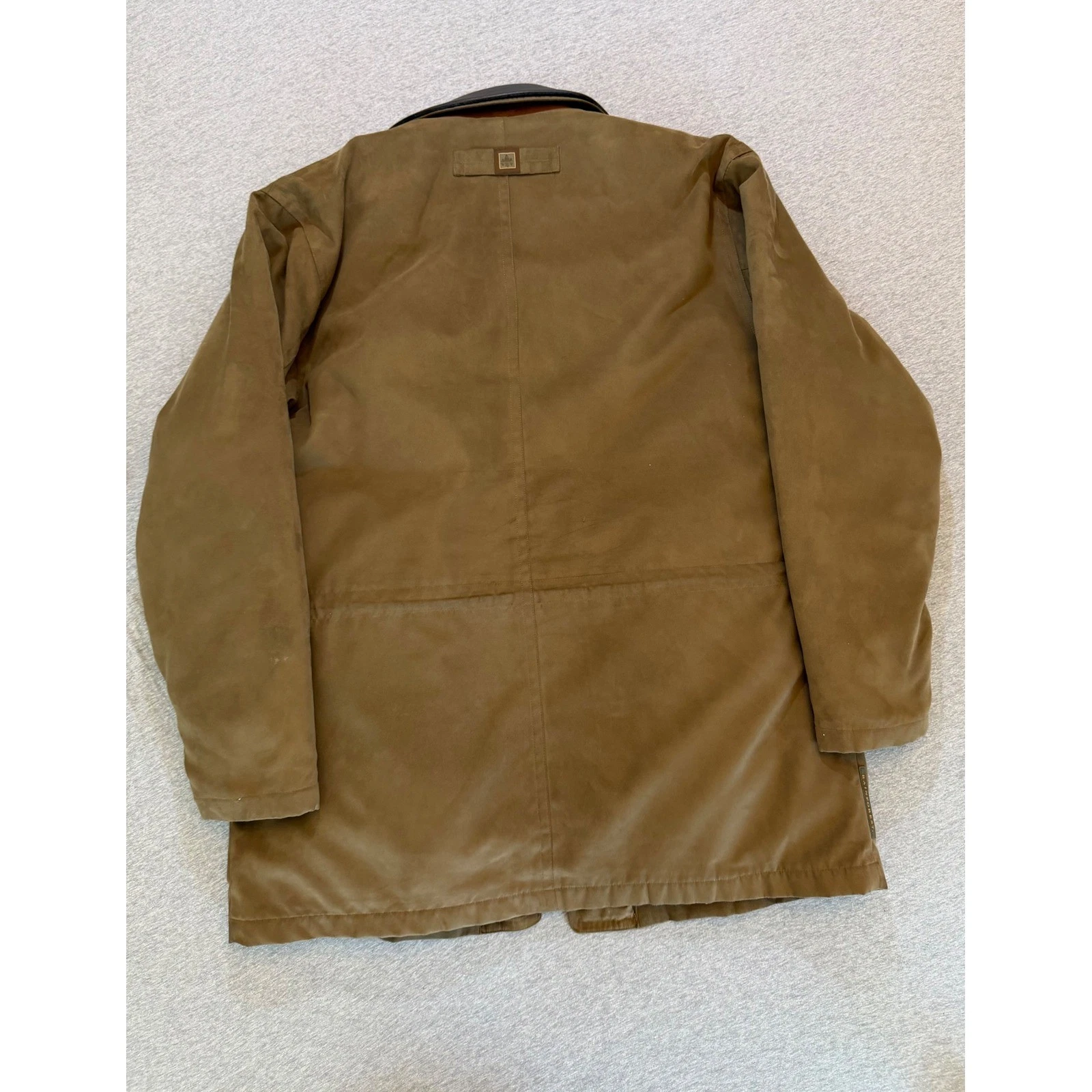 Rainforest Mens Microfiber Field Jacket Tan Brown Leather Trim Collar Large image 10