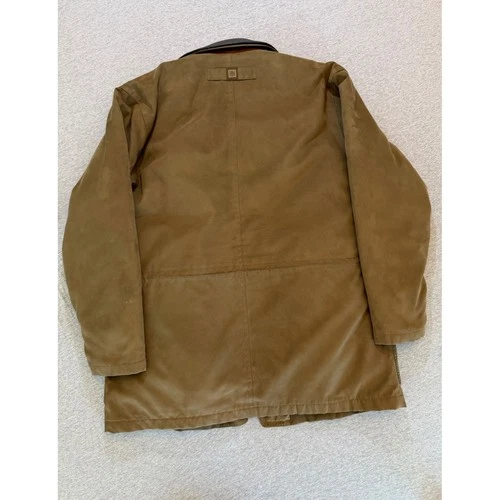 Rainforest Mens Microfiber Field Jacket Tan Brown Leather Trim Collar Large image 10