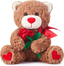 Orso Animale Peluche Amore Con Fiocco per San Valentino,Simpatico Peluche 27Cm C