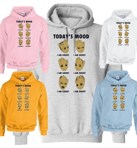 TODAY'S MOOD I AM GROOT GALAXIES WARS COMICS TRENDY HOODIES 5 COLORS - Picture 6 of 10