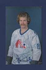 John Wensink signed Quebec Nordiques team issued hockey postcard