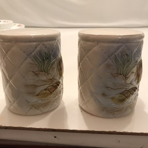 1983 Vintage Otagiri SHELLS CORAL BEACH Large Ceramic Salt & Pepper Shaker Set - Picture 8 of 12