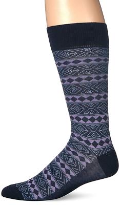 J.M. Dickens Men Southwestern Vector Pattern Navy Novelty Fashion Dress Socks