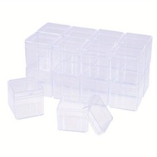1Box 18 Pcs Square High Transparency Plastic Bead Storage Containers Box Case
