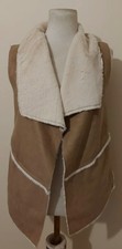 Esmara Women's Sleeveless Beige Open Front Soft Collared Gilet Coat Size 10/12