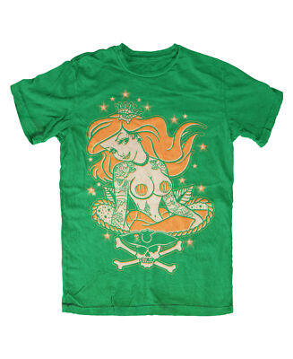 Mermaid Tattooed Pin Up T-Shirt grün Gothic Rockabilly Tattoo Biker Kult Fun