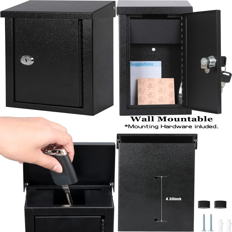 WallMounted Key Drop Lock Box Automotive with Key Lock Metal Mailbox Indoor&... eBay