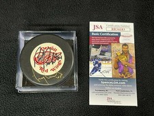 Bob Probert & Troy Crowder Signed Detroit Red Wings Official Game Puck JSA COA