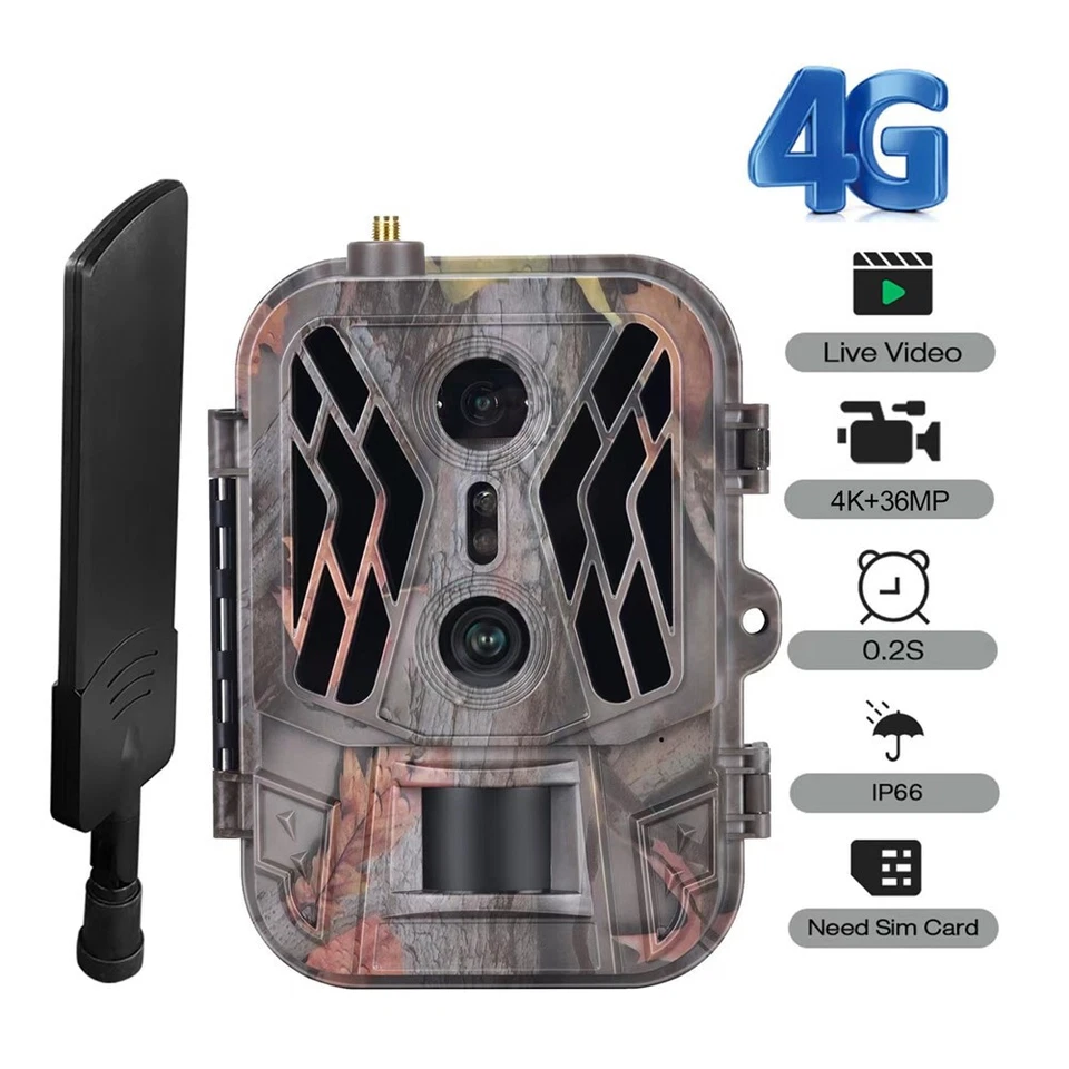 4G Wildlife Camera 36MP Hunting Night Vision 1080P Trail 4K Wireless Game Cam - Image 2 of 4