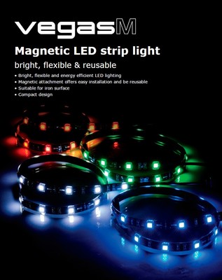 Akasa Vegas M grün magnetisch 15 x LED Streifen Licht, hell, flexibel + wiederverwendbar