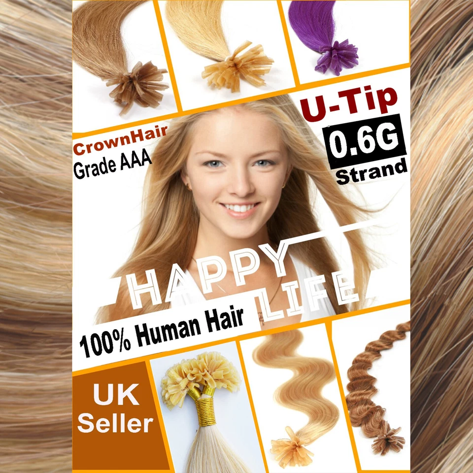16" 18" 20" 22" 0.6g Pre Bonded Nail Tip U Tip 100% Remy Human Hair Extensions