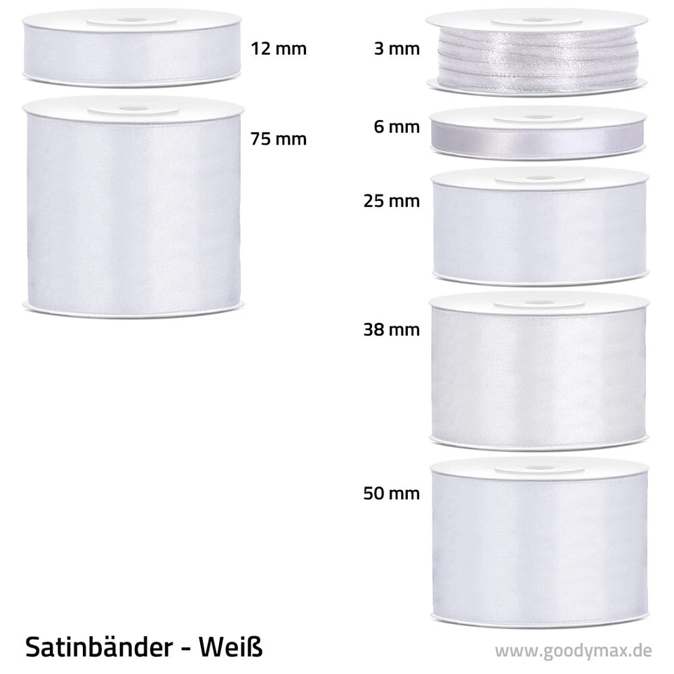 3 mm - 100 mm Satinband Schleifenband Geschenkband Deko Schleife Band auf Rolle