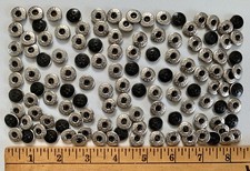 Huge Lot of 122 Vintage Mode De Paris Metal Capped Black Workwear 4-Hole Buttons