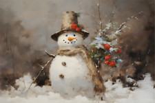 CHRISTMAS SNOWMAN CANVAS PRINT WALL ART READY TO HANG CA49